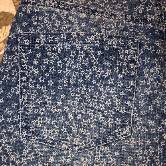 𝑮𝑽 6 Custom Rare Star Print Raw Hem Mom Amanda Blue White Shorts - Picture 7 of 11